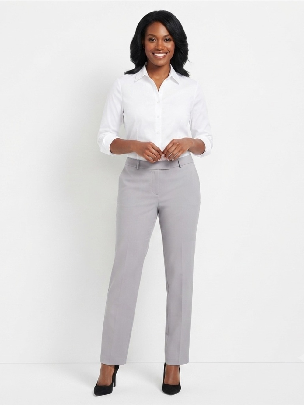 Anne Klein Straight Leg Gray Business Casual Trousers Size 12